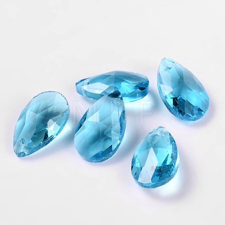 Faceted Teardrop Glass Pendants GLAA-O008-B10-1