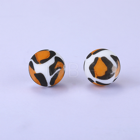 Printed Round Silicone Focal Beads SI-JX0056A-190-1
