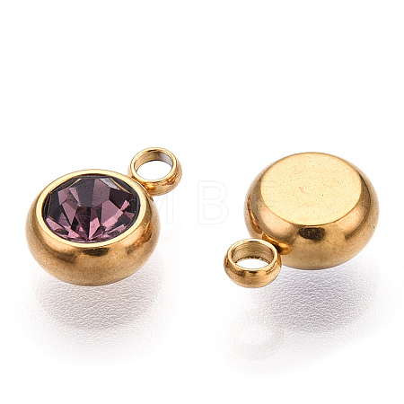 201 Stainless Steel Rhinestone Charms X-STAS-S068-06G-1