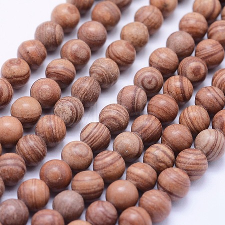 Natural Red Line Jasper Beads Strands G-F531-6mm-N-1