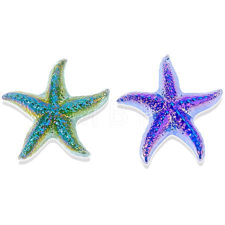2Pcs 2 Colors Electroplated Starfish Glass Display Decorations DJEW-FH0001-59-1