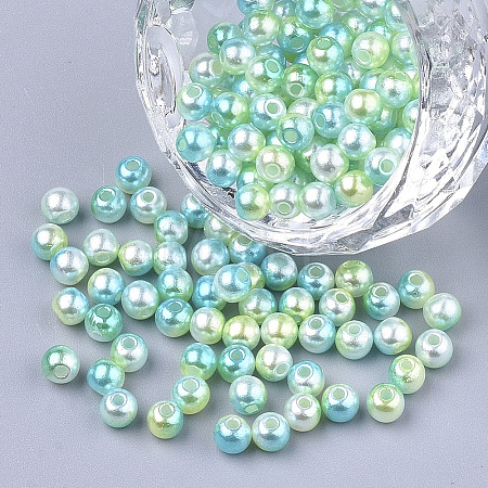 Rainbow ABS Plastic Imitation Pearl Beads X1-OACR-Q174-8mm-03-1