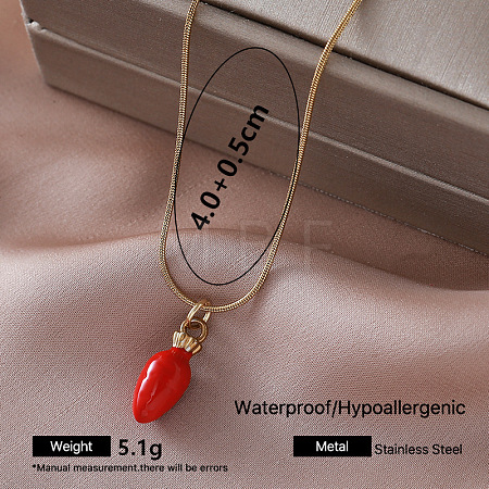 Vintage 304 Stainless Steel Enamel Pendant Necklaces for Women TA1970-3-1