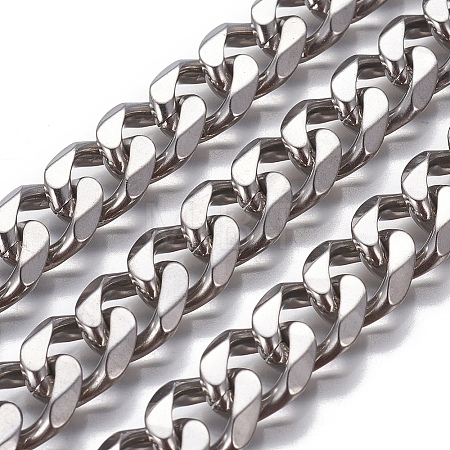 Tarnish Resistant 304 Stainless Steel Cuban Link Chains CHS-P007-04P-02-1