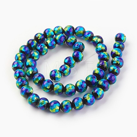 Handmade Silver Foil Glass Lampwork Beads LAMP-P051-G02-8mm-1