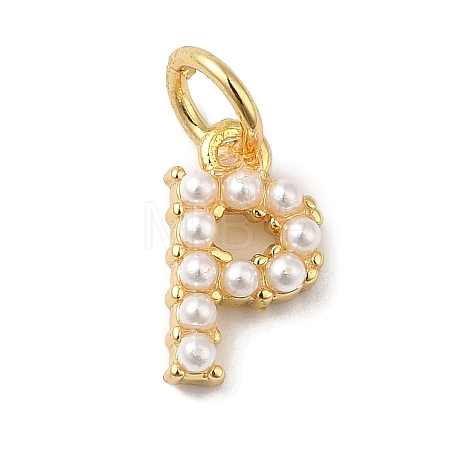 Rack Plating Brass with ABS Plastic Imitation Pearl Charms KK-B092-30P-G-1