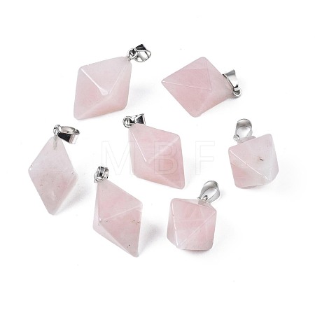 Natural Rose Quartz Pendants G-N326-107A-1