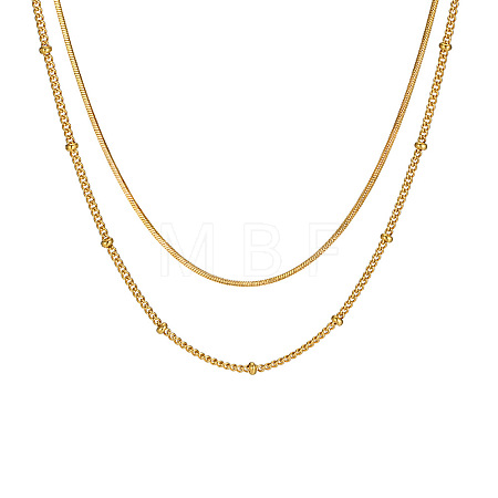 304 Stainless Steel Double-Layer Necklace NJEW-Q321-01G-1