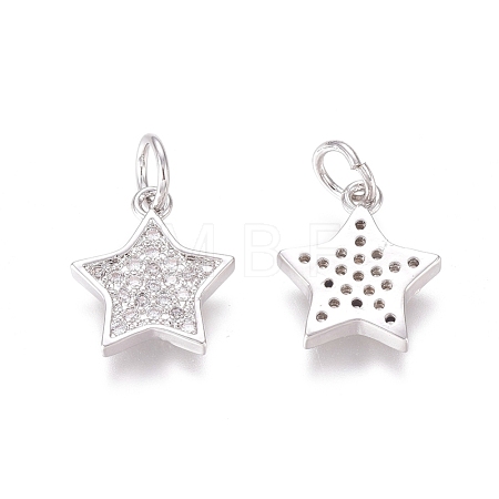 Brass Micro Pave Clear Cubic Zirconia Charms ZIRC-I036-03P-1