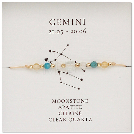 Natural stone constellation bracelet with 12 zodiac signs X-NR2952-9-1
