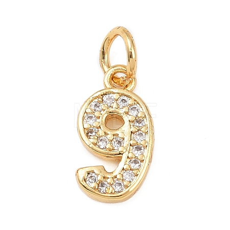Brass Micro Pave Clear Cubic Zirconia Charms KK-G544-04G-09-1