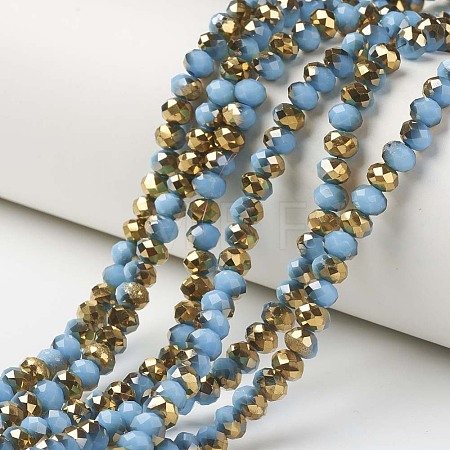 Electroplate Opaque Glass Beads Strands EGLA-A034-P8mm-O11-1