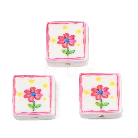 Printed Handmade Porcelain Beads PORC-G016-04A-1