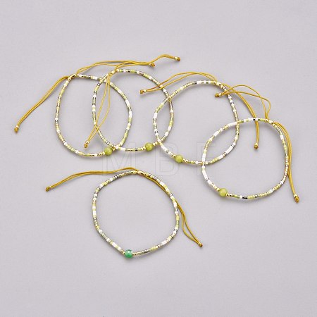 Adjustable Natural Agate Braided Bead Bracelets BJEW-F391-A07-1