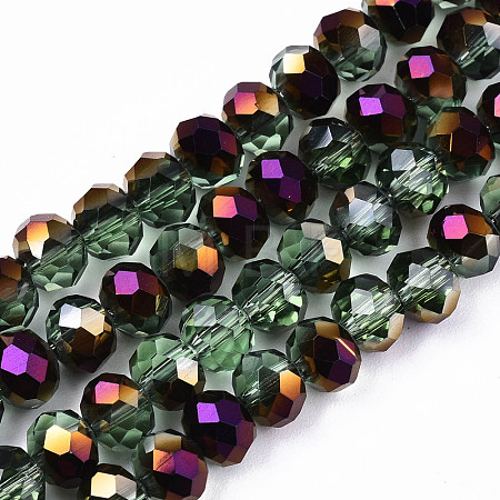 Electroplate Transparent Glass Beads Strands EGLA-A034-T6mm-F25-1