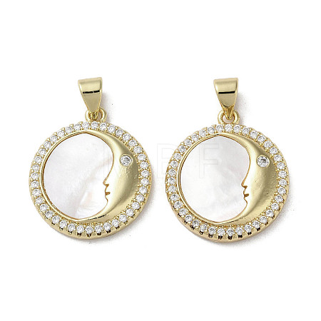 Brass Micro Pave Cubic Zirconia Pendants KK-G485-17B-G-1