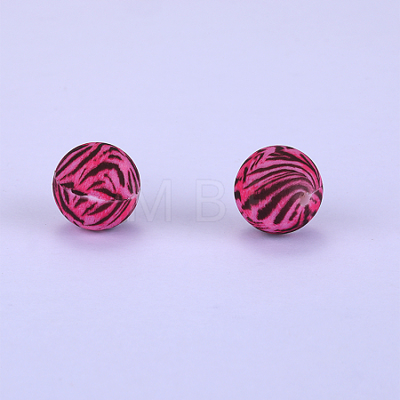 Printed Round Silicone Focal Beads SI-JX0056A-180-1