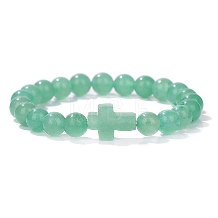 Natural Green Aventurine Round Beads Stretch Bracelets YG0612-12-1