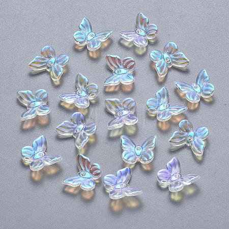 Transparent Spray Painted Glass Charms GLAA-YW0003-14-1