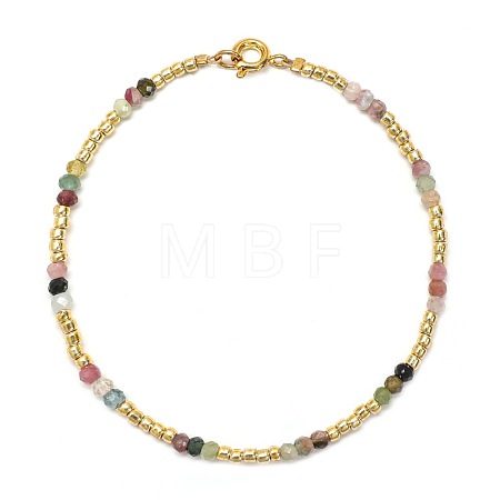 Natural Tourmaline & Glass Seed Bead Beaded Bracelets for Women GO0506-4-1