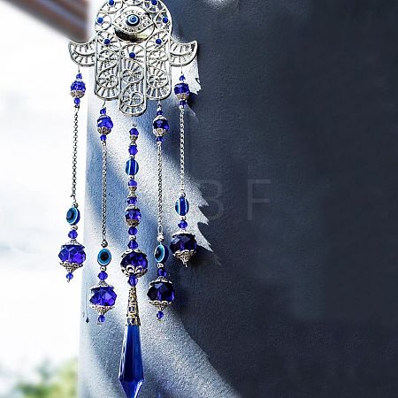 Hamsa Hand/Hand of Miriam with Evil Eye Alloy Pendant Decoration WG81915-02-1