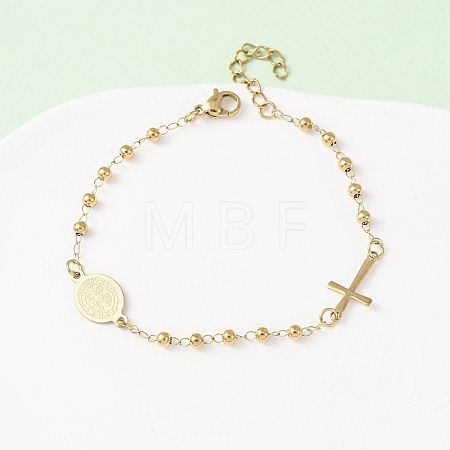 Religion 304 Stainless Steel Link Bracelets BJEW-F524-05A-G-1