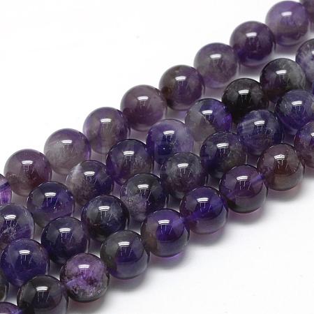 Natural Amethyst Beads Strands G-R446-6mm-20-1