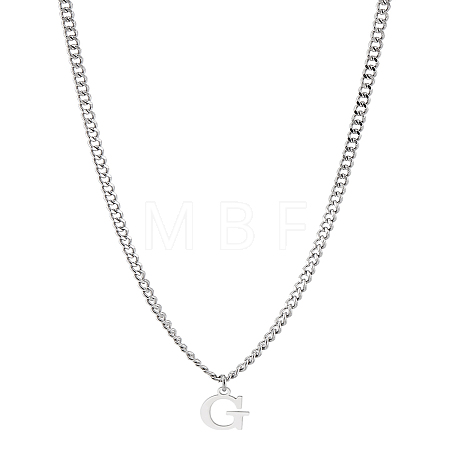 1Pc 304 Stainless Steel Letter Pendant Necklaces NJEW-LP0001-33G-P-1