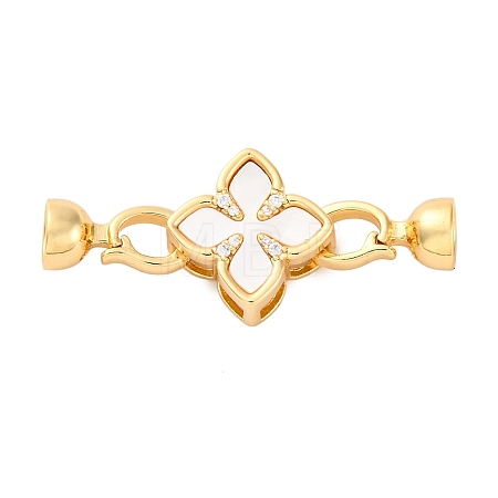 Brass Micro Pave Clear Cubic Zirconia Fold Over Clasps KK-P291-10G-1