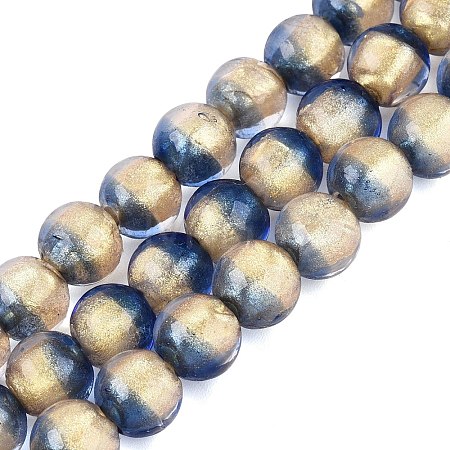 Handmade Lampwork with Gold Powder Beads Strands LAMP-N037-06A-01-1