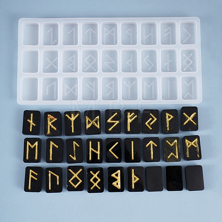 Runes/Futhark/Futhorc Silicone Molds X-DIY-K017-17-1