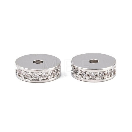 Brass Micro Pave Clear Cubic Zirconia Beads KK-H292-40P-1