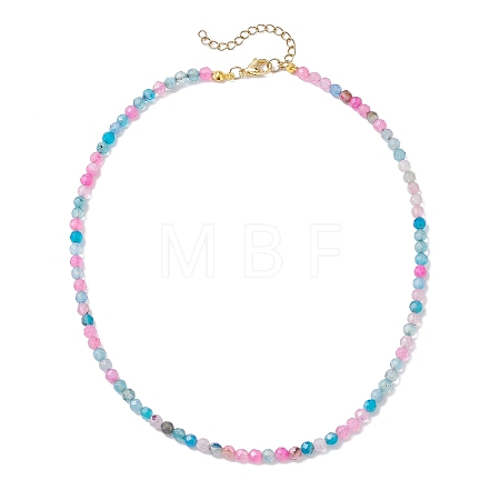 Faceted Round Natural Agate(Dyed & Heated) Beaded Necklaces for Women NJEW-JN04659-05-1