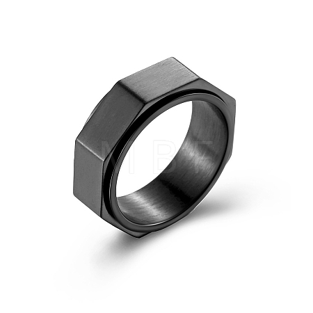 Plain Octagon Stainless Steel Rotating Finger Ring LS-PW-WG48704-15-1