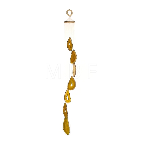 Chakra Natural Dyed Agate Piece Hanging Ornament HJEW-R126-01C-1