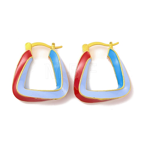 Brass & Enamel Hoop Earrings for Women EJEW-U015-17A-G-1