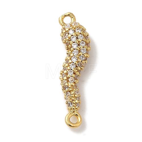 Rack Plating Brass Micro Pave Clear Cubic Zirconia Horn of Plenty/Italian Horn Cornicello Connector Charms KK-A229-04G-1