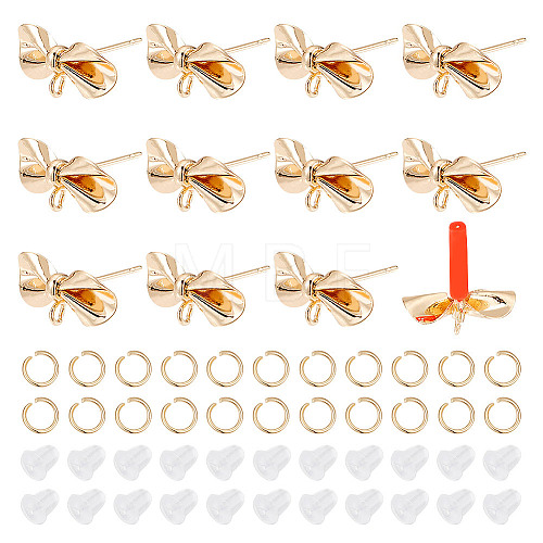 GOMAKERER DIY Bowknot Brass Stud Earring Making Findings Kits DIY-GO0001-33-1