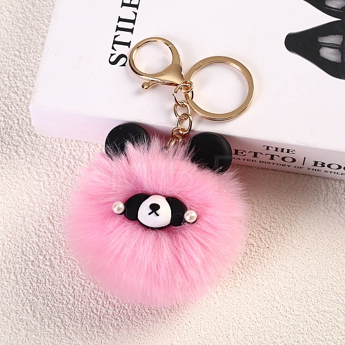 Red Pnada Furry Pom-Pom Keychain for Women PW-WG95C5D-03-1