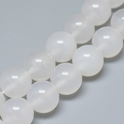 Natural White Agate Beads Strands G-D0005-27-10mm-1