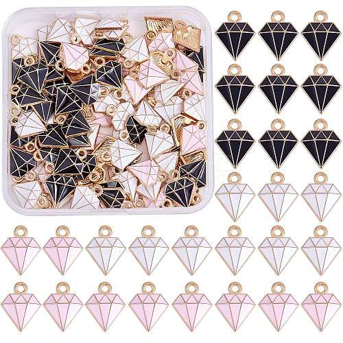 90Pcs 3 Colors Alloy Enamel Charms ENAM-SZ0003-01-1