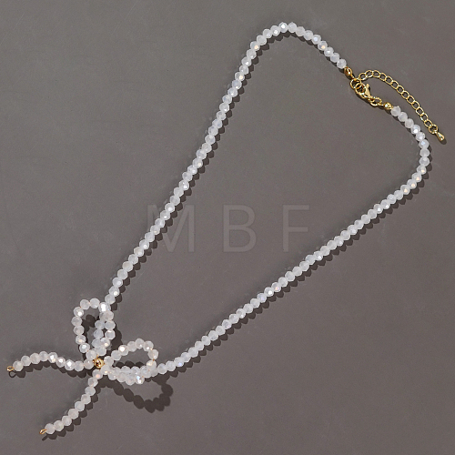 Glass Bowknot Necklace for Women WA7912-1-1