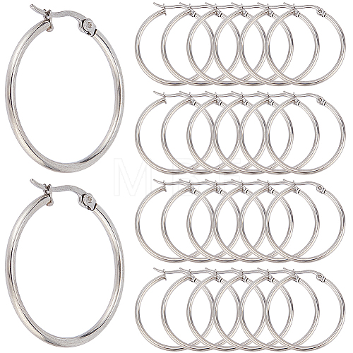 SOFPLATE 30 Pairs 304 Stainless Steel Hoop EarRing Shapes EJEW-SP0001-02A-P-1