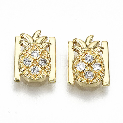 Brass Micro Pave Clear Cubic Zirconia Cabochons KK-S061-54G-NR-1