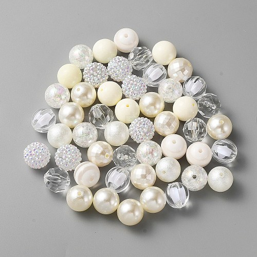 Mixed Style Acrylic Round Beads Sets SACR-WH0006-20J-1