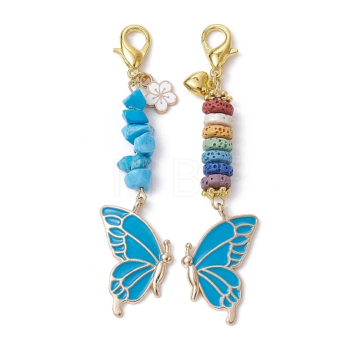 Butterfly Alloy Enamel Pendants Decoraiton HJEW-JM01637-04-1