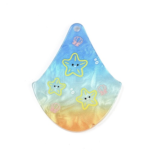 Marine Organism Series Fan Shape Acrylic Pendants OACR-Q101-03D-1