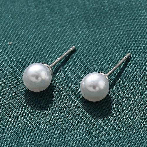 Brass ABS Imitation Pearl Stud Earrings EJEW-B132-01A-P-1