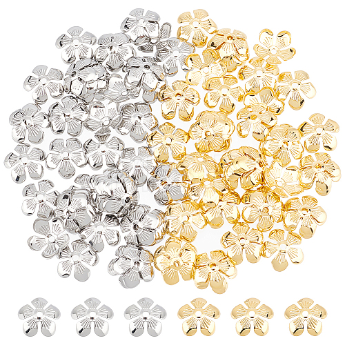 Unicraftale 100 Pcs 2 Colors 304 Stainless Steel Bead Caps STAS-UN0054-96-1