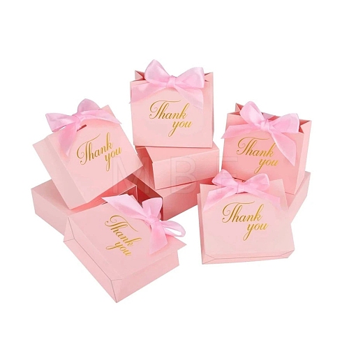 Gold Stamping Thank You Printed Paper Candy Gift Packaging Boxes with Ribbon PW-WGDAD0D-03-1